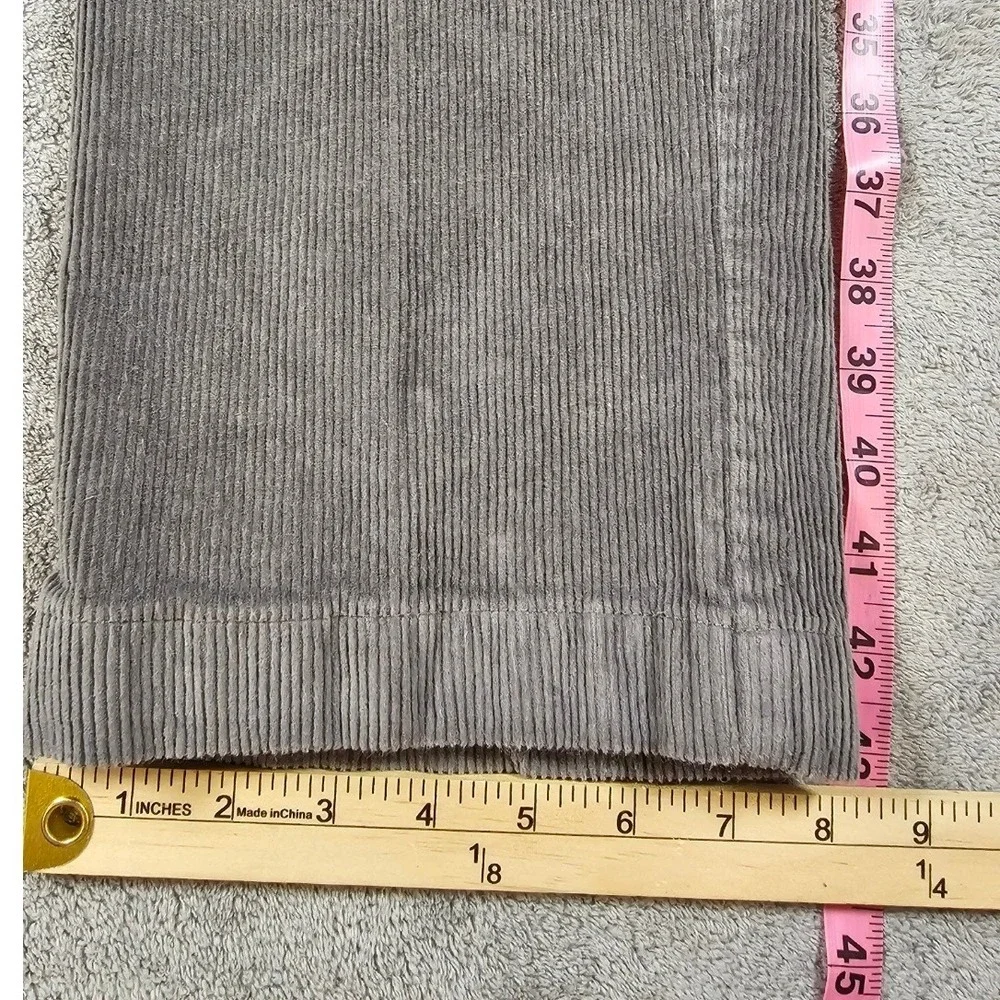 LL Bean Mens Grey Corduroy Pants Straight Leg Wide Wale Cotton Trousers 32x31